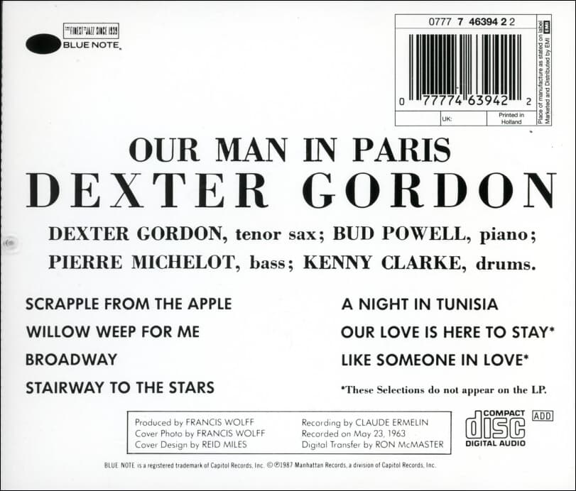 덱스터 고든 (Dexter Gordon) - Our Man In Paris(유럽발매)