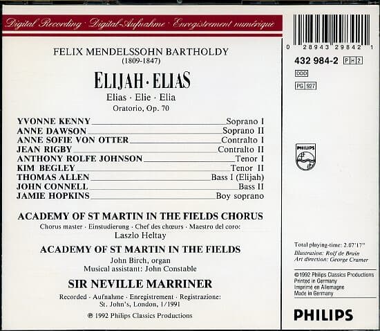 [수입] Mendelssohn - Elijah (엘리야) / Marriner (2CD)