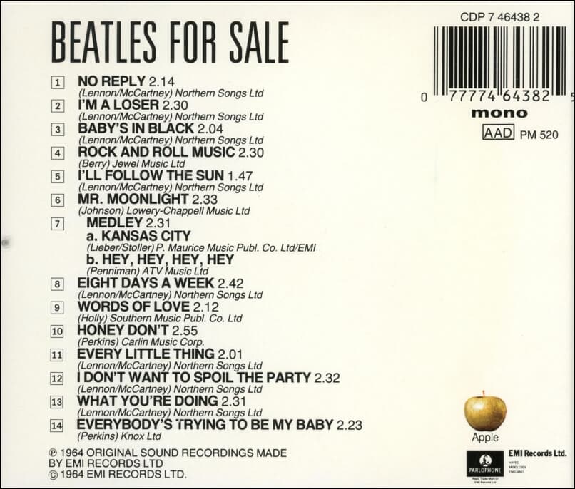 비틀즈 (The Beatles) -  Beatles For Sale(Europe발매)