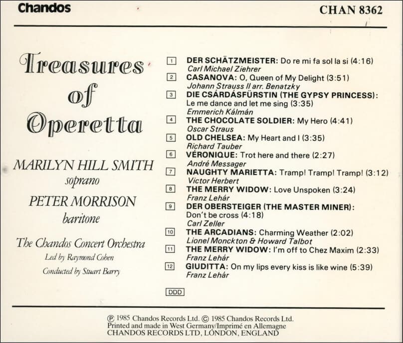 Marilyn Hill Smith & Peter Morrison -  Treasures Of Operetta(UK발매)