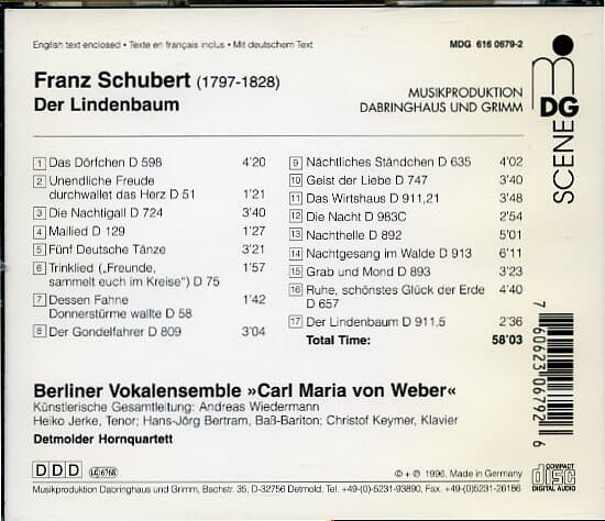 [수입] Schubert - Der Lindenbaum / Berliner Vokalensemble