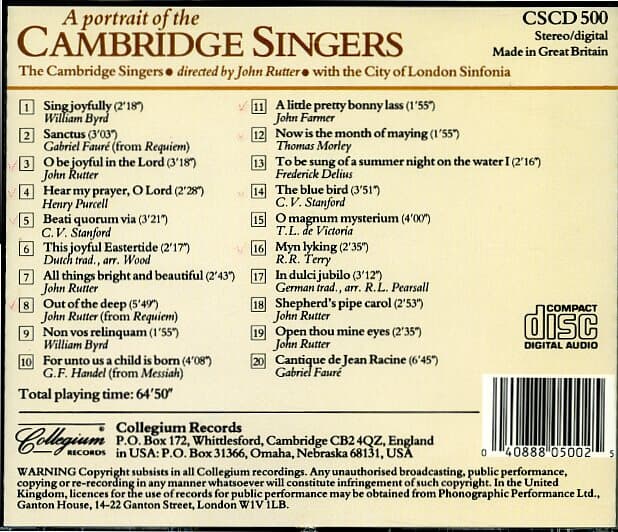 [수입] A portrait of the Cambridge Singers - John Rutter