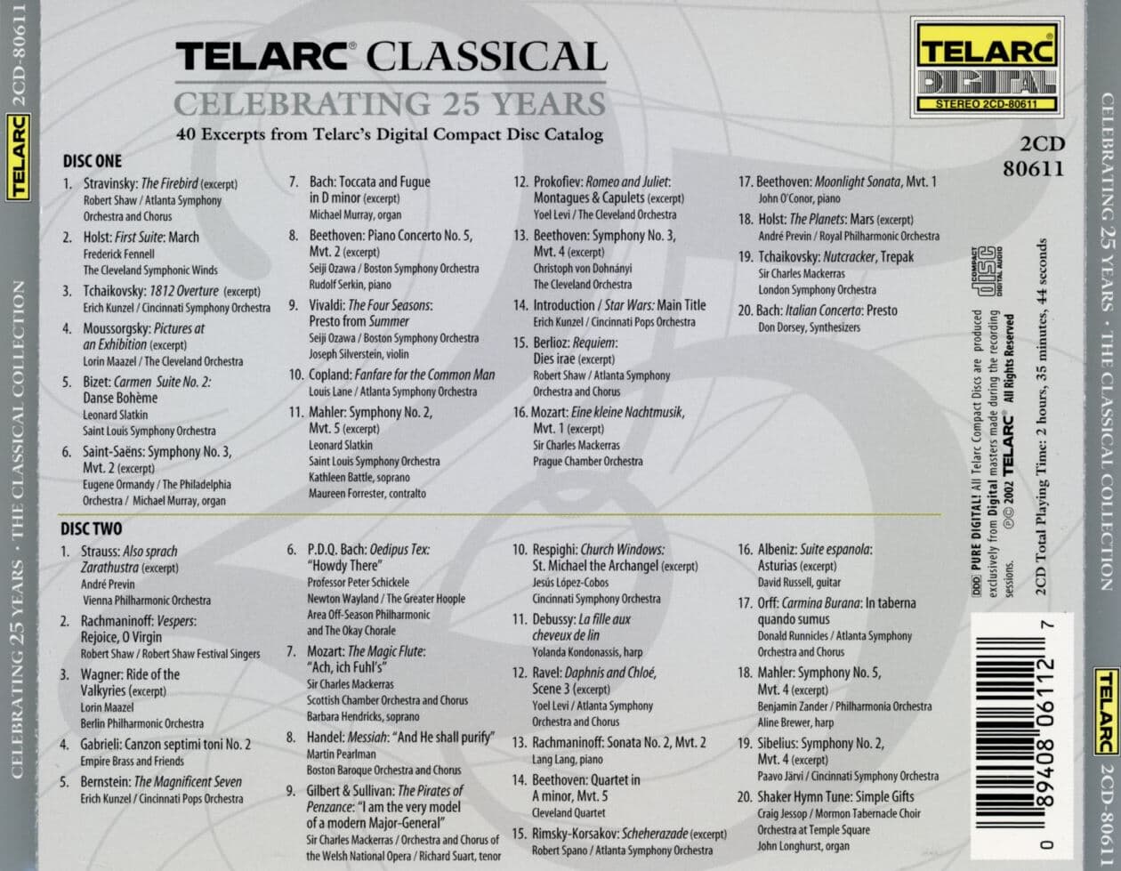 텔락 - Telarc Classical Celebrating 25 Years 2Cds [U.S발매]