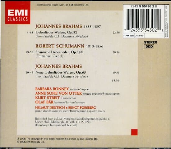 [수입] Brahms / Schumann - Babara Bonney / Anne Sofie von Otter