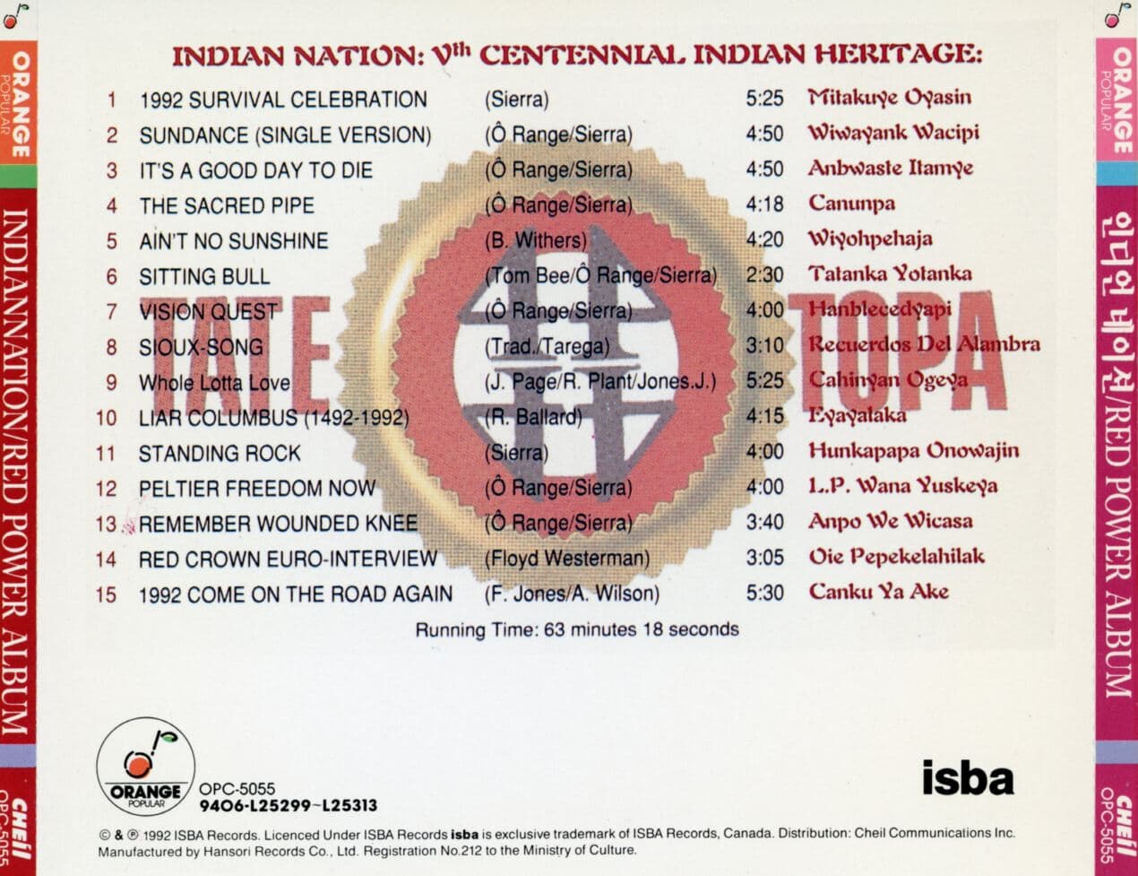 인디언 네이션 - Indiannation Red Power Album