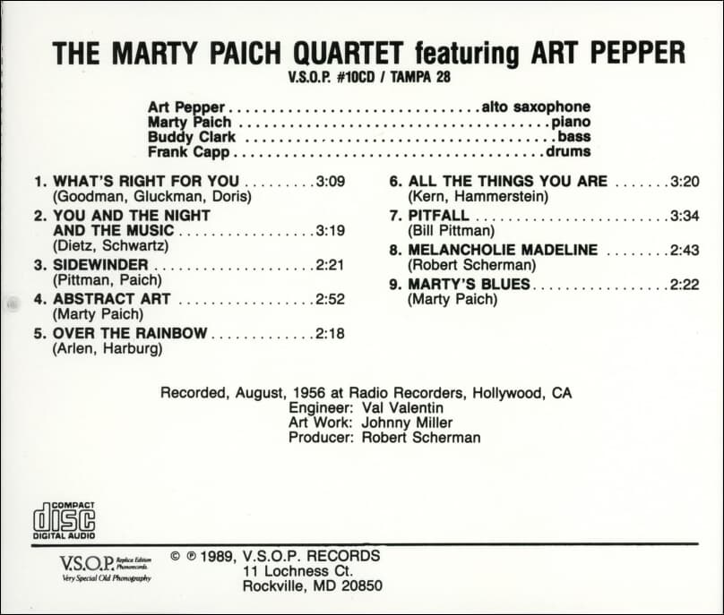 마티 페이치 (The Marty Paich Quartet) - Featuring Art Pepper (US발매)