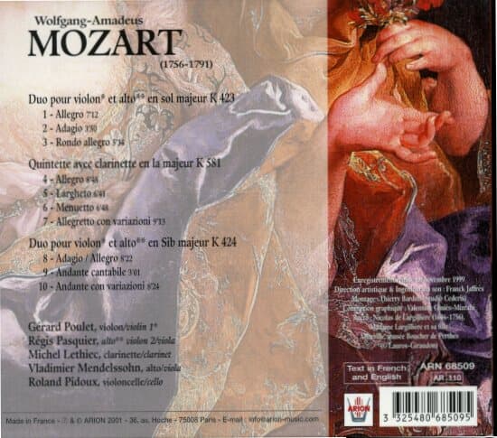 [수입] Mozart - Duos pour violin et alto K423 & 424 / Quintette avec clarinette K581