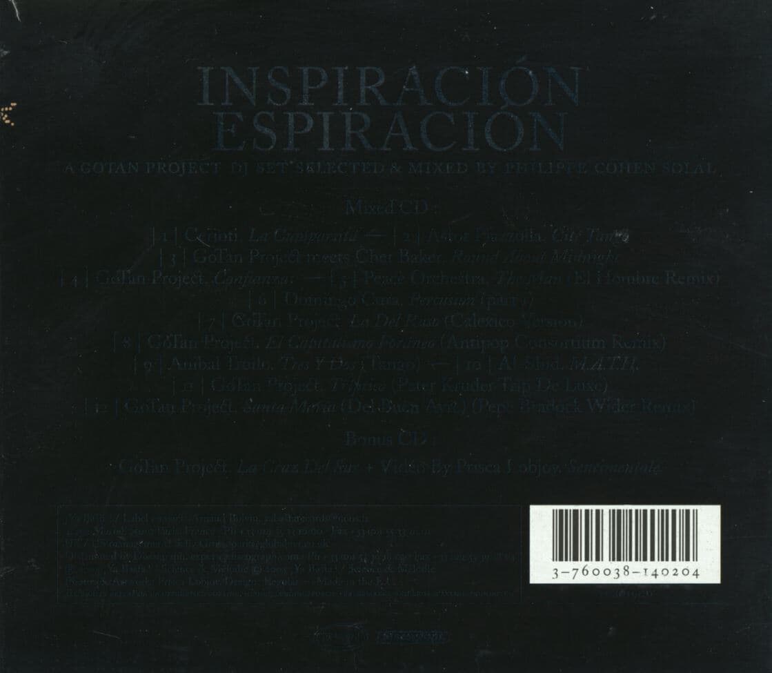 고탄 프로젝트 - Gotan Project - Inspiracion - Espiracion (A Gotan Project DJ Set) 2Cds [디지팩] [E.U발매]