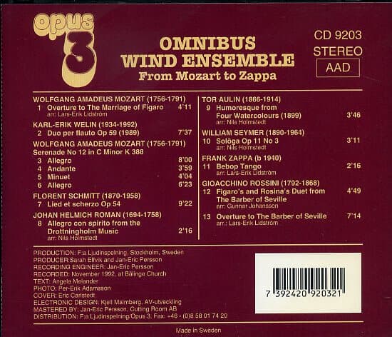Omnibus Wind Ensemble 모차르트에서 자파까지 (From Mozart to Zappa)