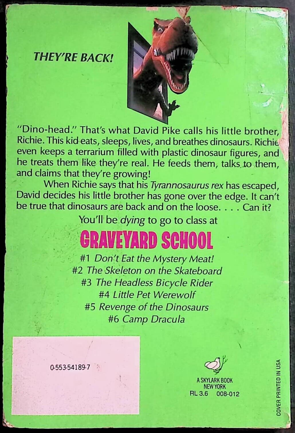 Revenge of the Dinosaurs (Graveyard School Ser. , No. 5) Paperback