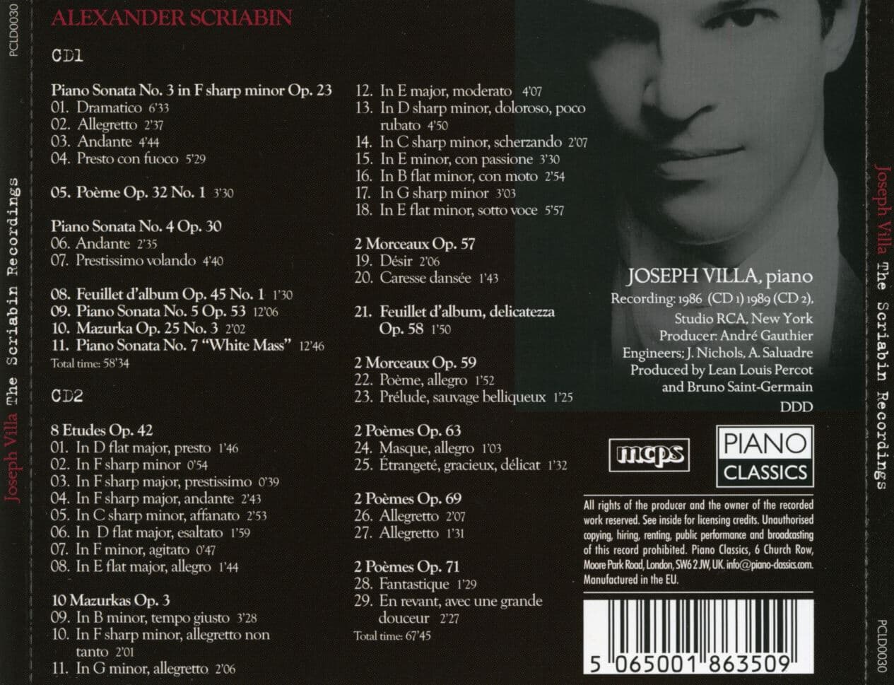 요셉 빌라 - Joseph Villa - The Scriabin Recordings 2Cds [E.U발매]