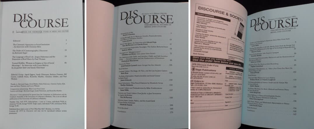 discourse journal for theoretical studies in media and culture [VOL:1- VOL:13.2] (1979년~1991 [現7冊]