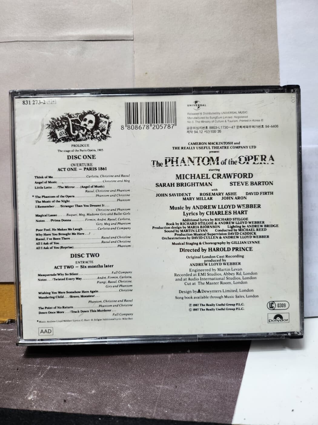 CD**Phantom Of The Opera O.S.T** - Original Cast