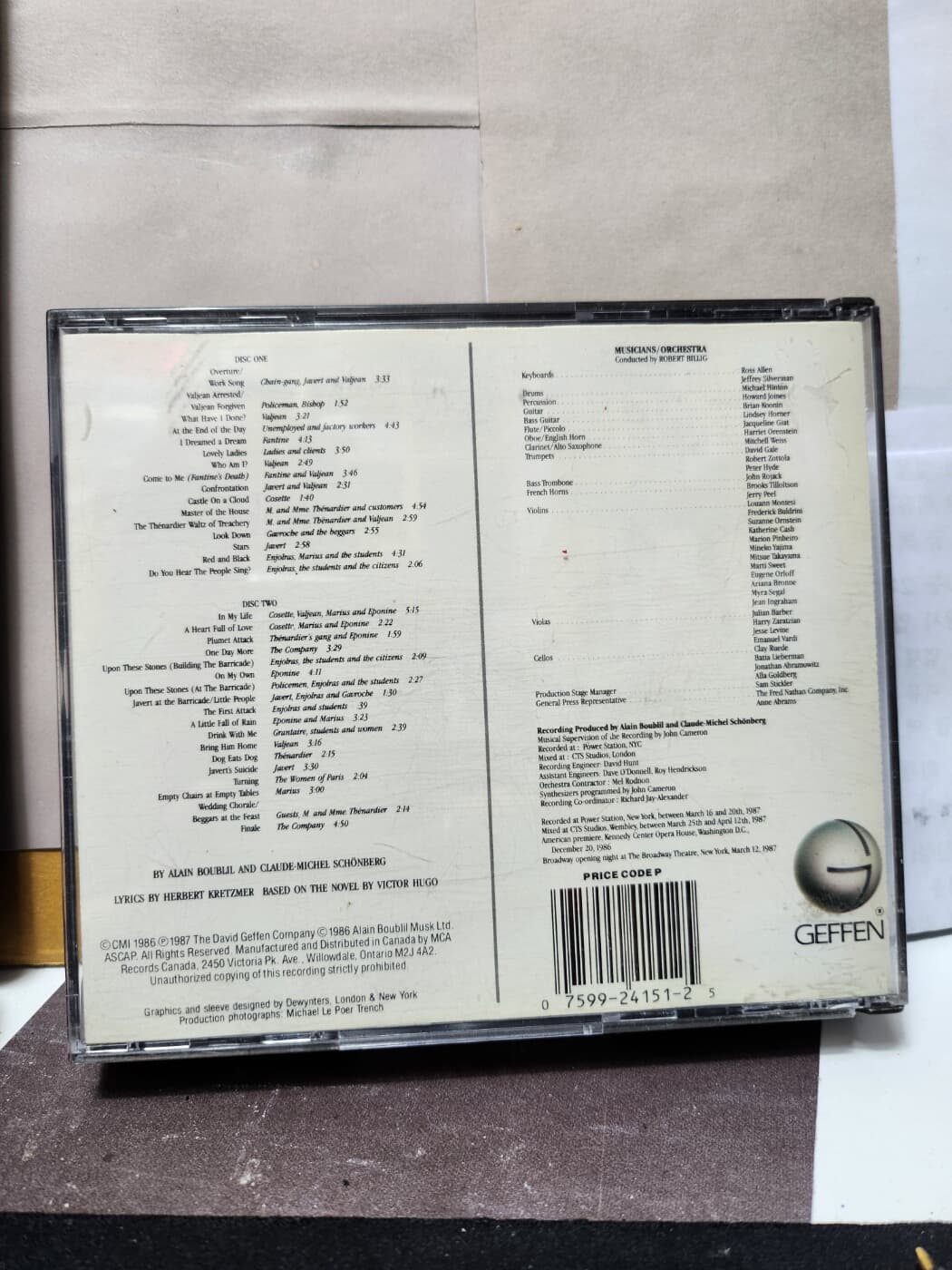 CD**Les Miserables**(ORIGINAL BROADWAY CAST RECORDING)