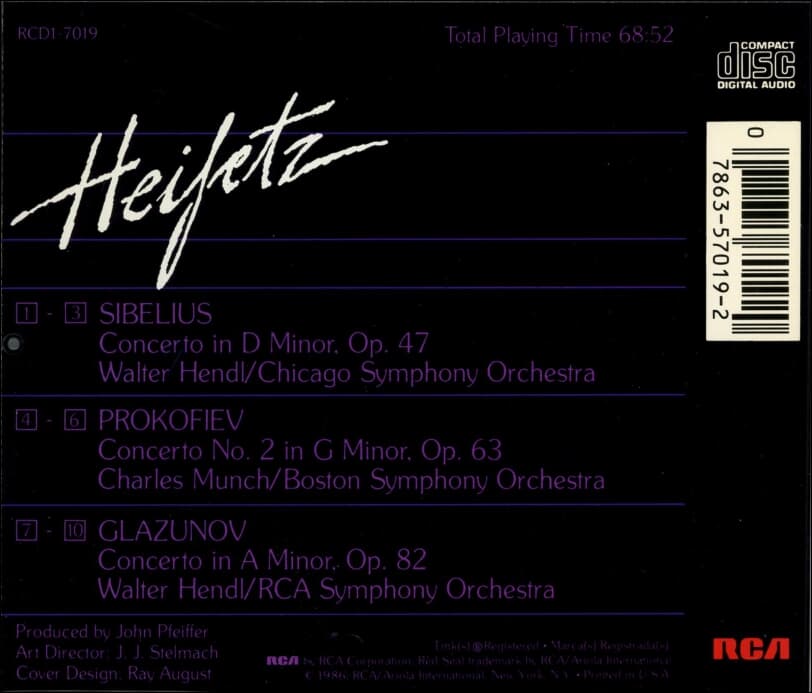 Sibelius , Prokofiev : Concertos - 하이페츠 (Jascha Heifetz)(US발매)