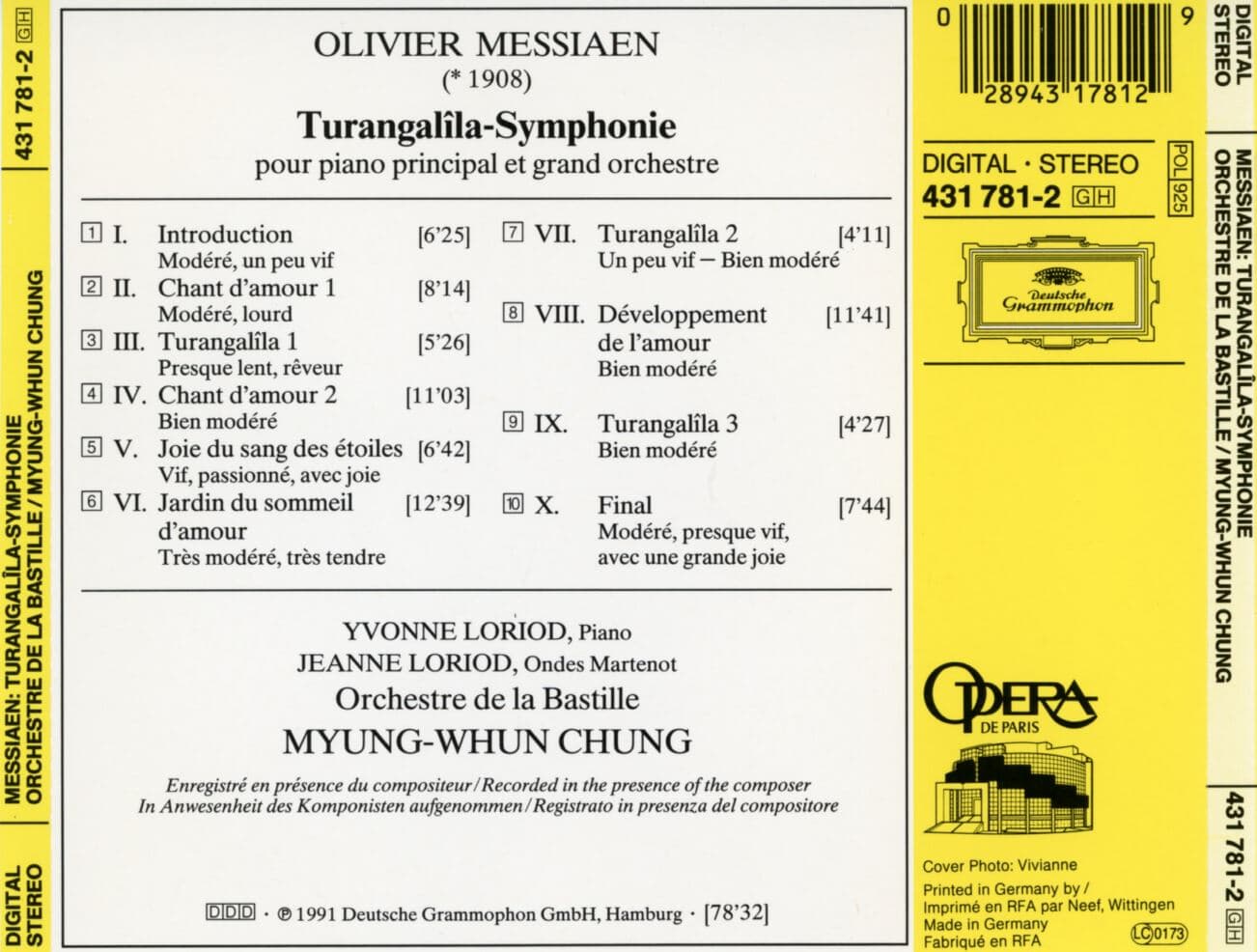 정명훈 - Myung-Whun Chung - Messiaen Turangalila-Symphonie (메시앙 - 투랑갈릴라 교향곡) [독일발매]