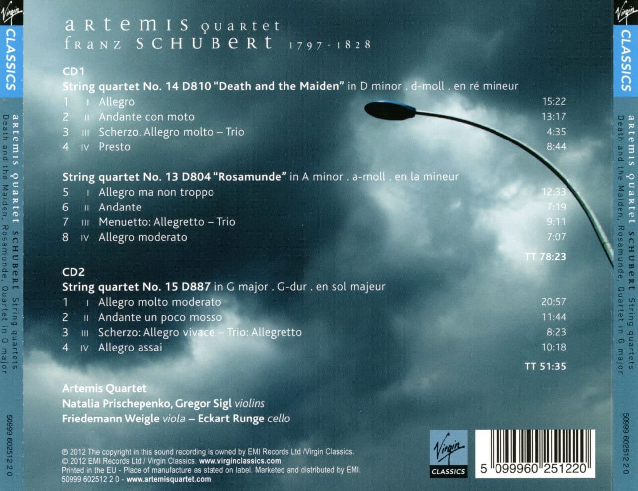 아르테미스 콰르텟 - Artemis Quartett - Schubert String Quartets No.13 Rosamunde 2Cds [E.U발매]