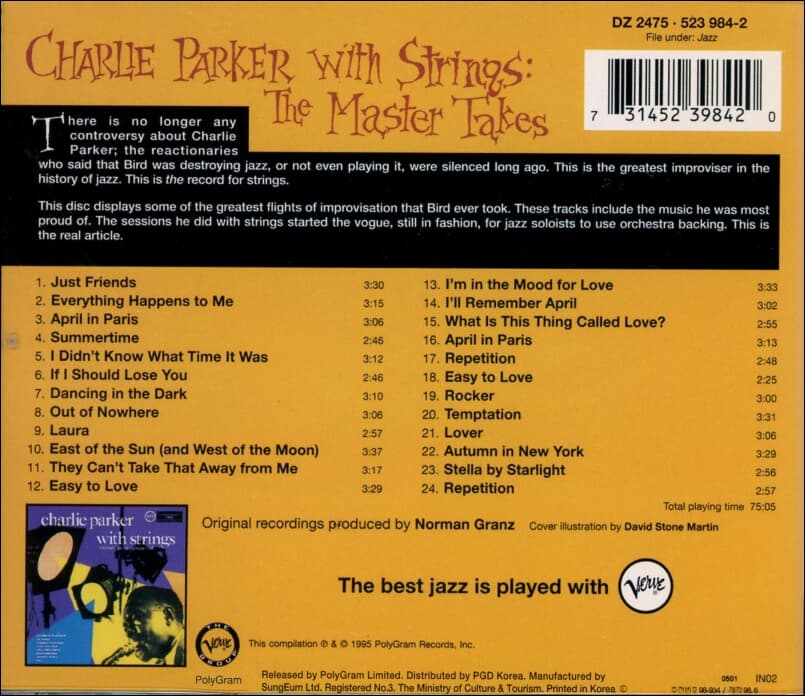 찰리 파커 (Charlie Parker) With Strings - The Master Takes