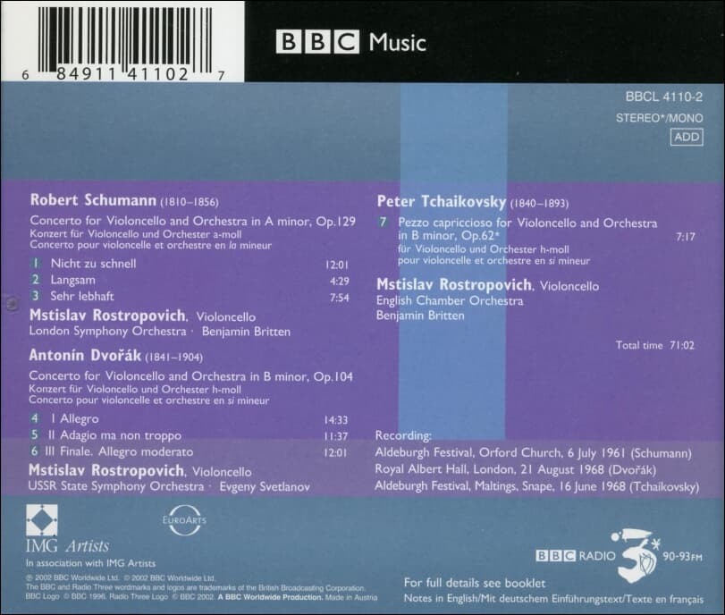 Schumann, Dvorak : 첼로 협주곡 -  로스트로포비치 (Mstislav Rostropovich (유럽발매)