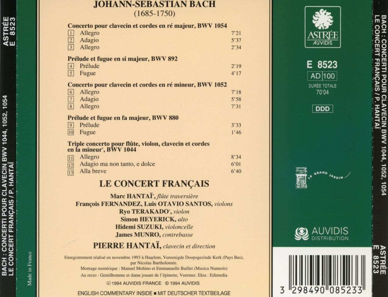 마르크 앙따이 - Marc Hantai - Bach Concerti Pour Clavecin BWV 1044, 1052, 1054 [프랑스발매]