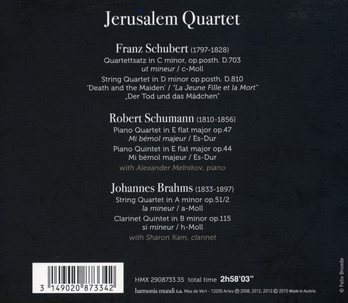 예루살렘 스털링 콰르텟 - Jerusalem String Quartet - Schubert,Schumann,Brahms 3Cds [오스트리아발매]