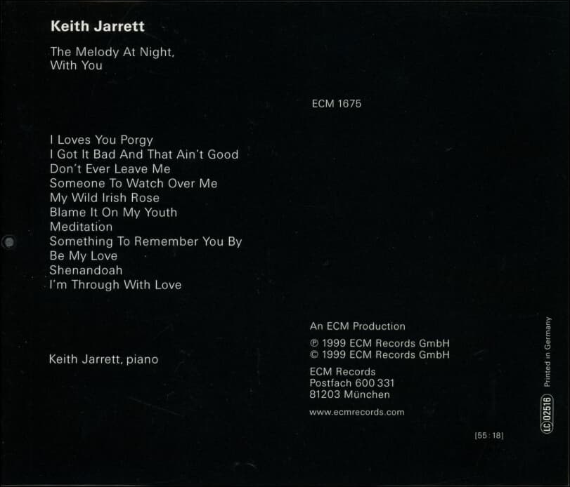 키스 자렛 (Keith Jarrett) - The Melody At Night, With You(독일발매)