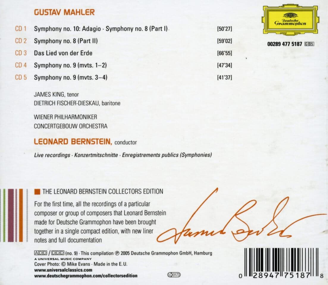 번스타인 - Leonard Bernstein - Mahler Mahler III Symphonies Nos. 8-10 [Box] [E.U발매]