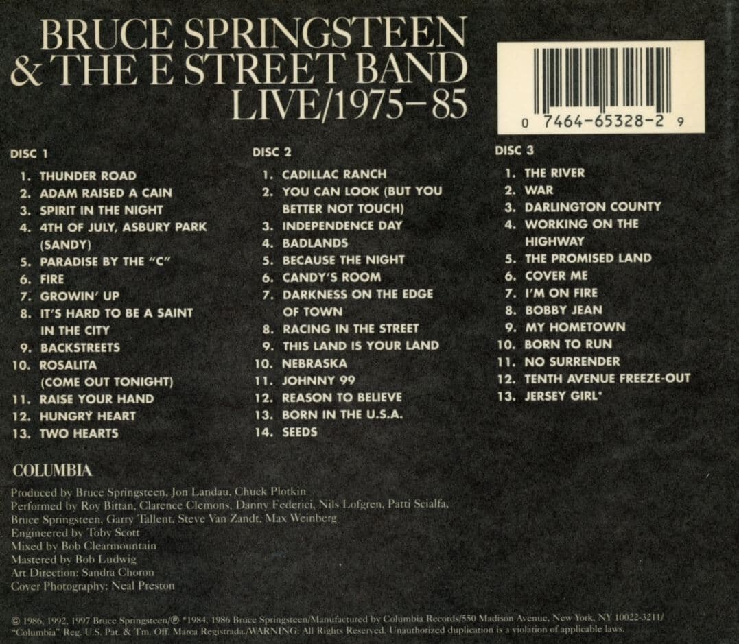 브루스 스프링스틴 & E 스트리트 밴드 - Bruce Springsteen & The E Street Band - Live 1975-85 3Cds [U.S발매]