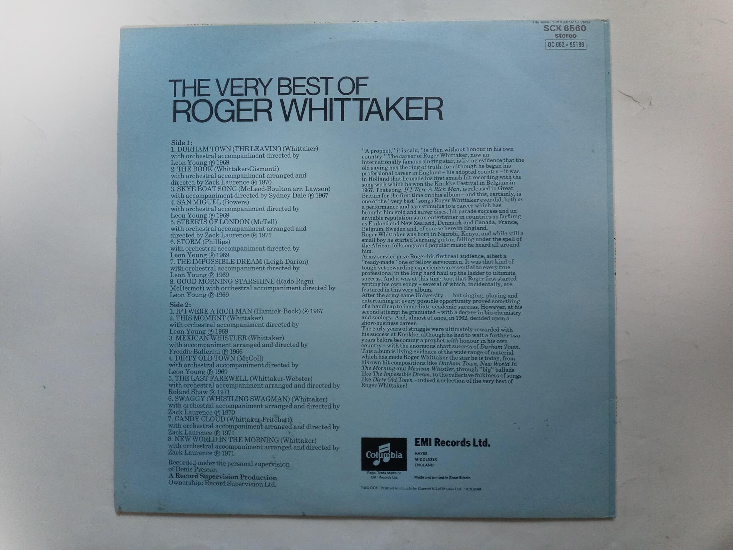 LP(수입) 로저 휘테이커 Roger Whittaker: The Very Best Of Roger Whittaker