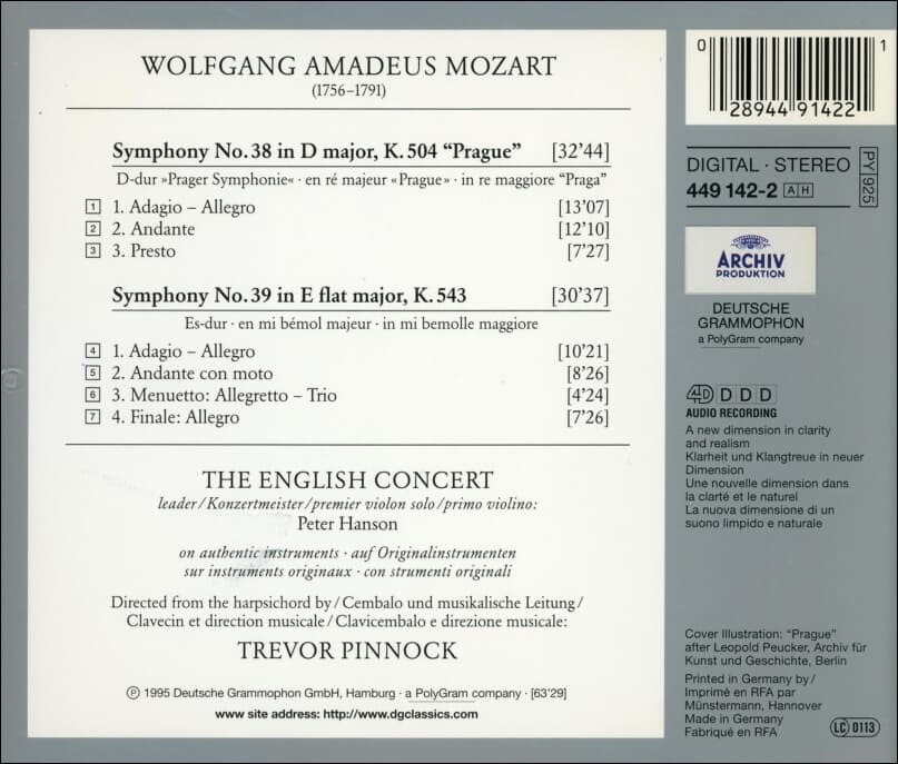 Mozart : Symphonies Nos. 38 "Prague" & 39 - 피녹 (Trevor Pinnock)(독일발매)