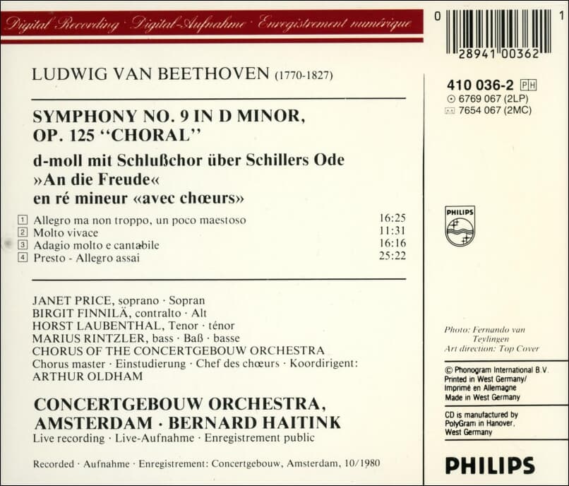 Beethoven : Symphonie Nr. 9 교향곡 9번 - 하이팅크 (Bernard Haitink)(독일발매)