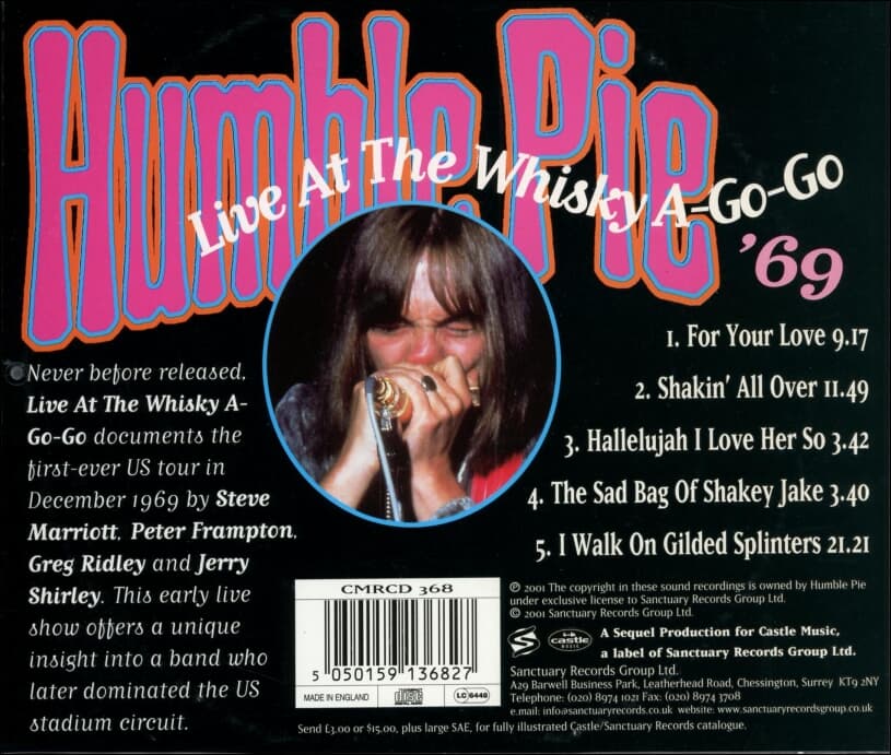 험블 파이 (Humble Pie) - Live At The Whisky A-Go-Go '69  (UK발매)