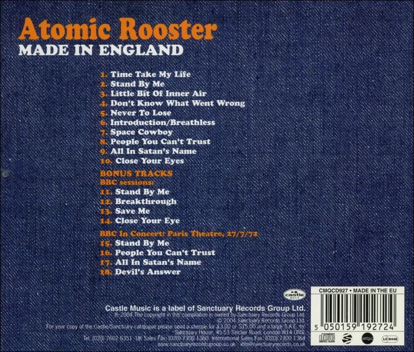 아토믹 루스터 (Atomic Rooster) -  Made In England(UK & Europe발매) 