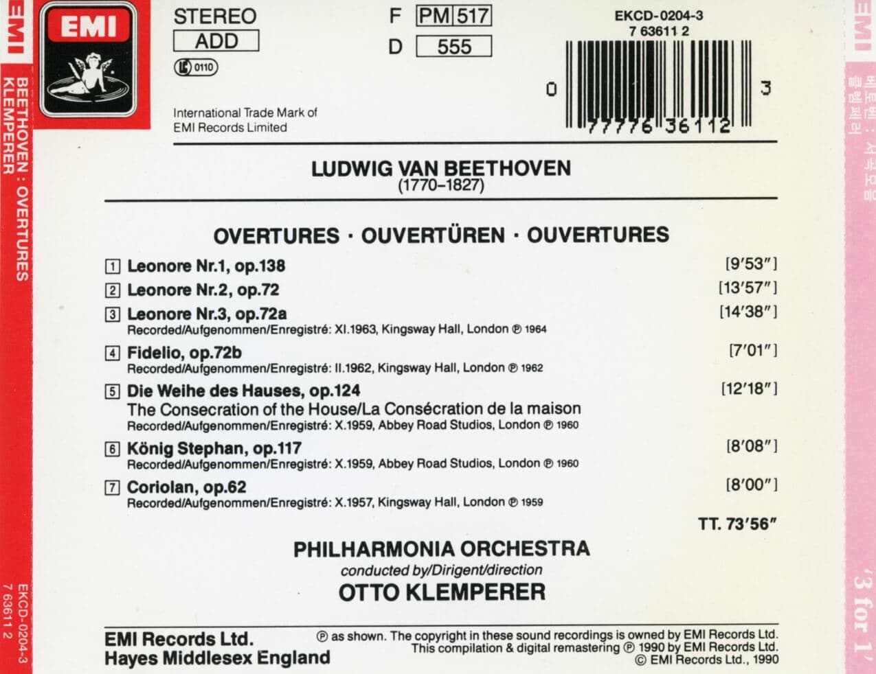 오토 클렘페러 - Otto Klemperer - Beethoven Overtures