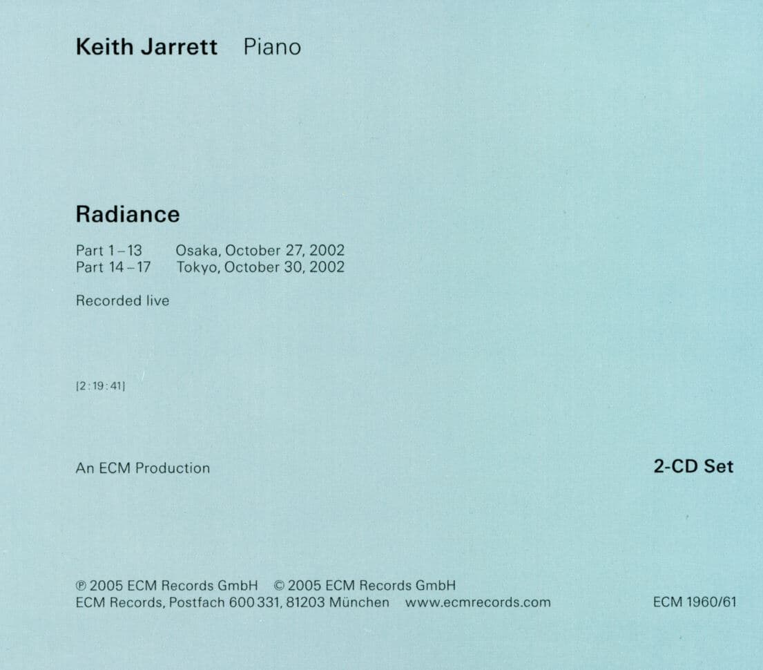 키스 자렛 - Keith Jarrett - Radiance 2Cds [독일발매]