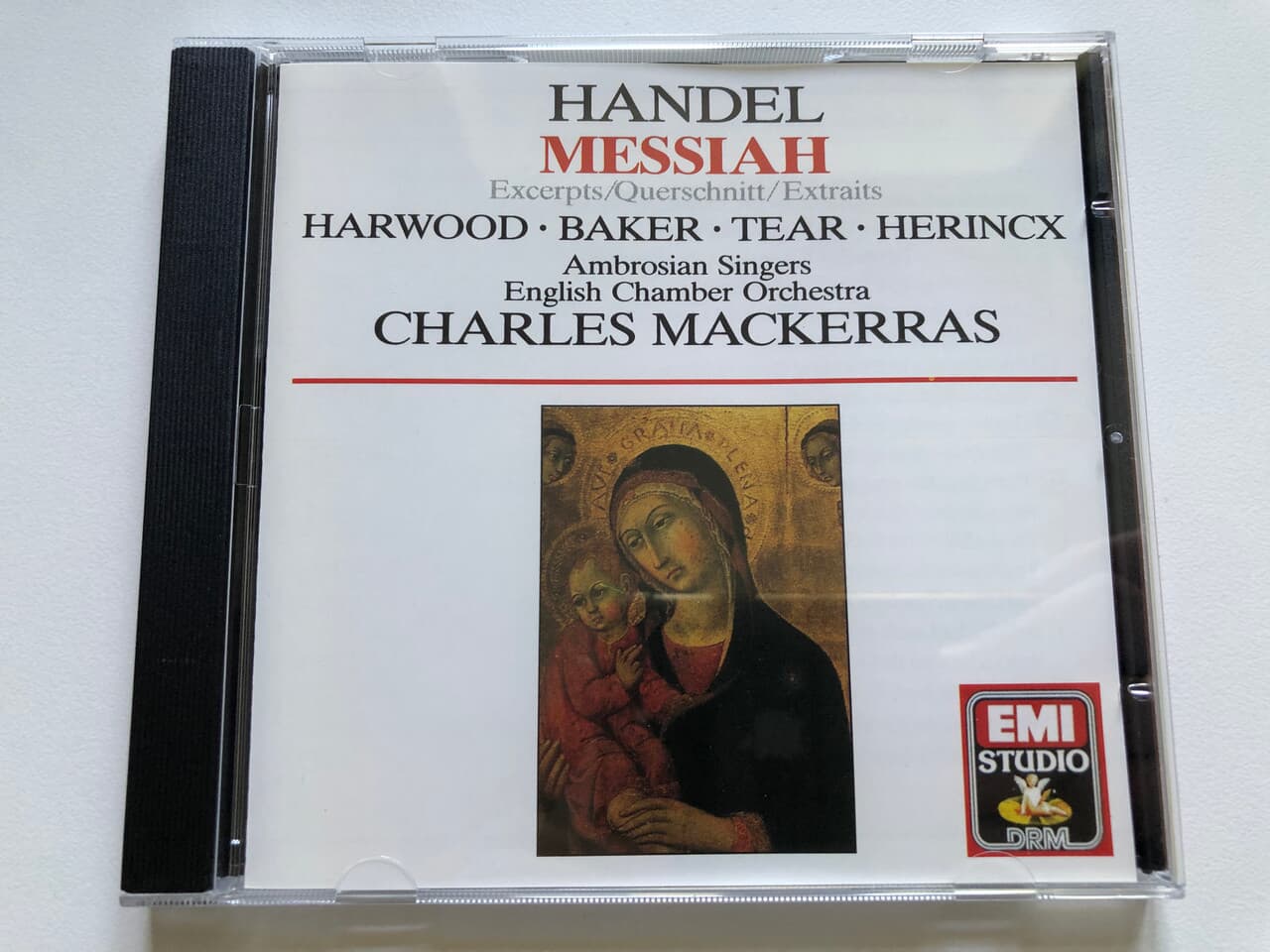 핸델 메시아 HANDEL ? MESSIAH (EXCERPTS = QUERSCHNITT = EXTRAITS) - HARWOOD, BAKER, TEAR, HERINCX / AMBROSIAN SINGERS, ENGLISH CHAMBER ORCHESTRA, CHARLES MACKERRAS / EMI AUDIO CD 1987 STEREO / CDZ 4 79