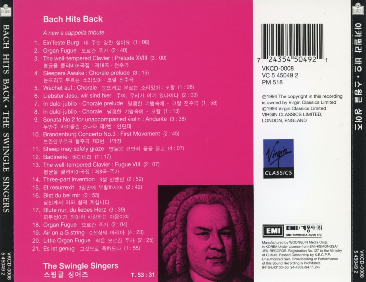 스윙글 싱어즈 - Swingle Singers - Bach Hits Back