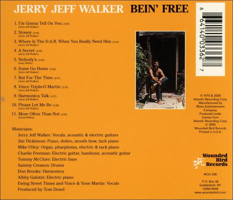 제리 제프 워커 (Jerry Jeff Walker) - Bein Free Jerry (US발매)