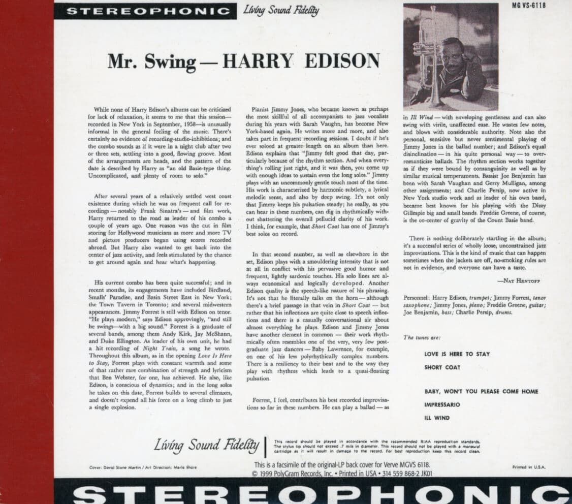 해리 에디슨 - Harry Edison - Mr. Swing 2Cds [디지팩] [U.S발매]