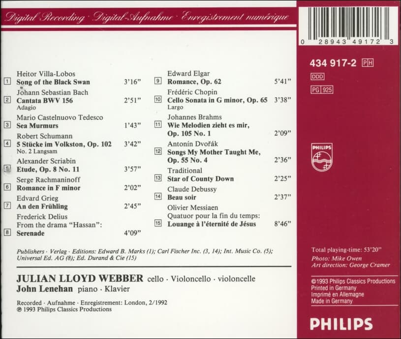 로이드 웨버 (Julian Lloyd Webber) and  레너헌 (John Lenehan) - Cello Song(독일발매)