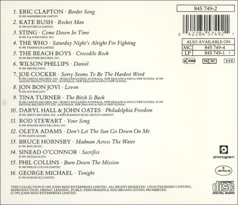 엘튼 존 (Elton John) - Two Rooms: Celebrating the Songs of Elton John & Bernie Taupin (유럽발매)