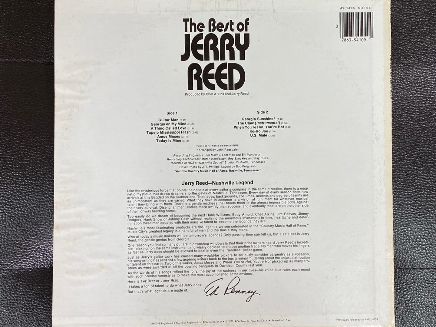 [LP] 제리 리드 - Jerry Reed - The Best Of Jerry Reed LP [U.S반]