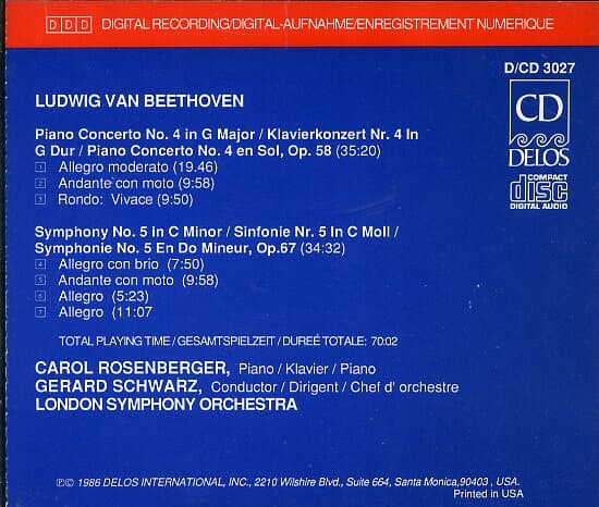 [수입] Beethoven : Piano Concerto No.4 / Symphony No.5 - Rosenberger / Schwarz