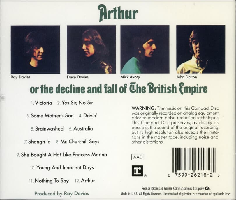 킨크스 (The Kinks) - Arthur (Or The Decline And Fall Of The British Empire) (US발매)