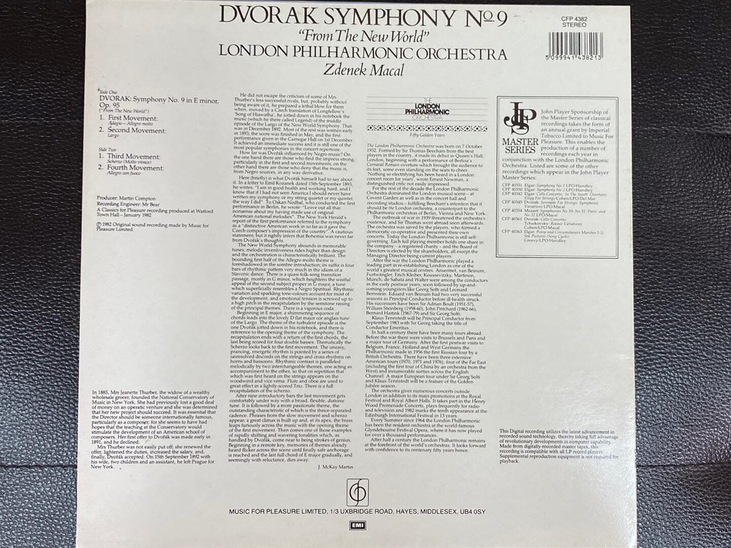 [LP] 즈데네크 마칼 - Zdenek Macal - Dvorak Symphony No.9 From The New World LP [U.K반]