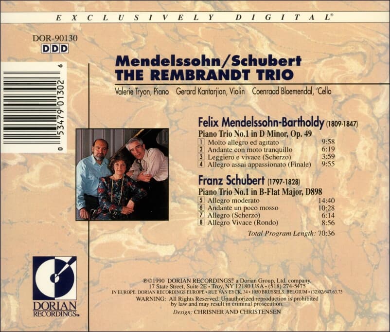 Mendelssohn : Piano Trio No. 1 in D minor, Piano Trio No. 1 - 렘브란트 트리오(The Rembrandt Trio) (US발매)