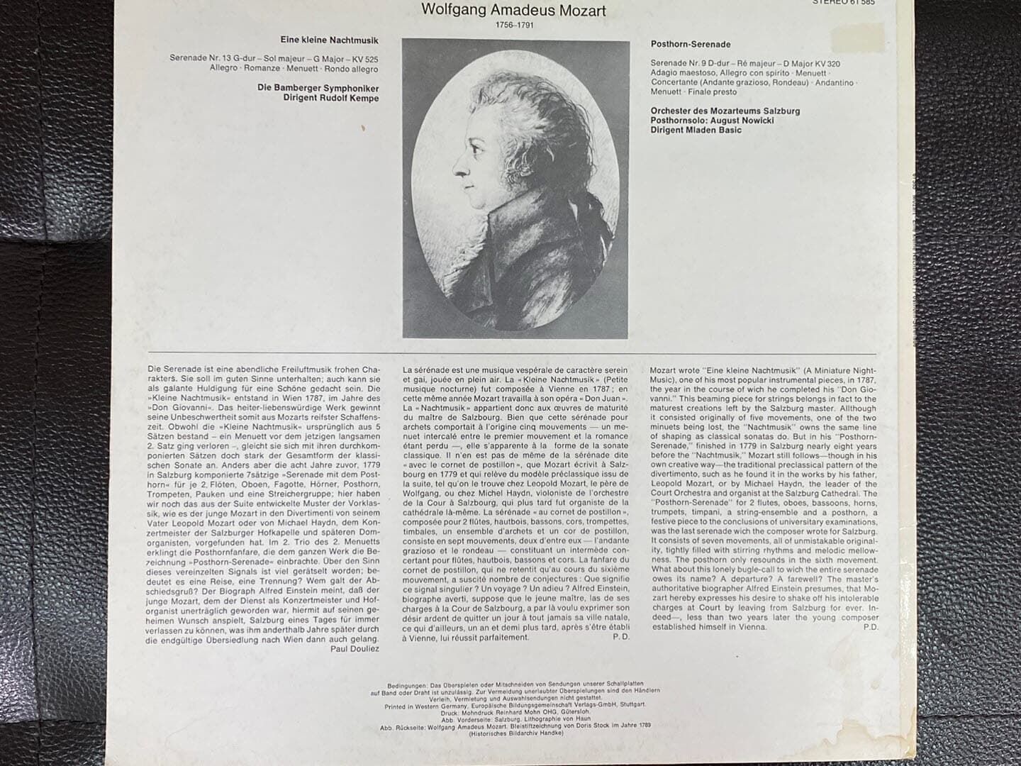 [LP] 루돌프 켐페 - Rudolf Kempe - Mozart Eine Kleine Nachtmusik LP [독일반]
