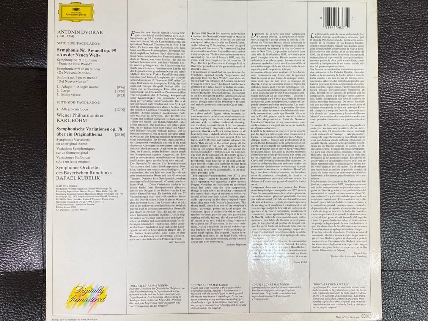[LP] 칼 뵘 - Karl Bohm - Dvorak Symphonie Nr.9 Aus Der Neuen Welt LP [독일반]