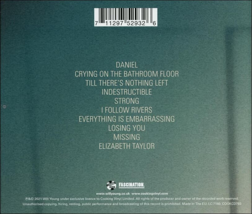 윌 영 (Will Young) - Crying On The Bathroom Floor (EU발매)  (싸인반)
