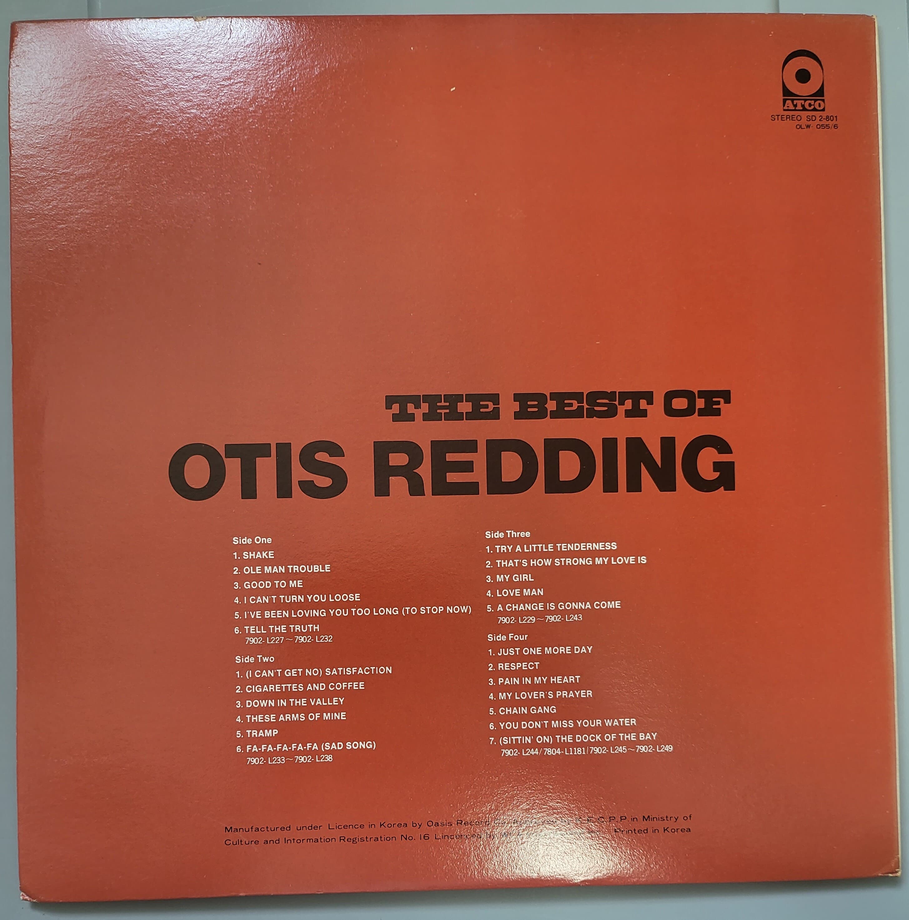 오티스 레딩 (Otis Redding) - The Best Of Otis Redding (개봉, 2LP)